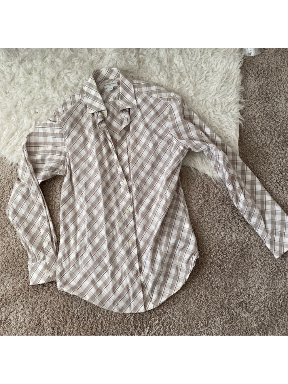 Banana Republic Classic Men's Plaid Button-Up Shirt - Beige